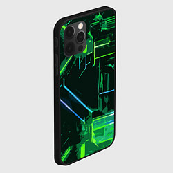 Чехол для iPhone 12 Pro Max Зелёно-голубые полосы на чёрном фоне, цвет: 3D-черный — фото 2