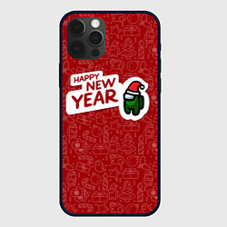Чехол для iPhone 12 Pro Max Амонг ас - Новый год, цвет: 3D-черный