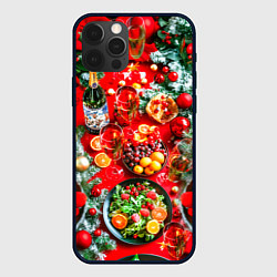 Чехол для iPhone 12 Pro Max Новогодний праздничный стол, цвет: 3D-черный