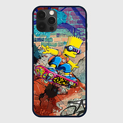 Чехол для iPhone 12 Pro Max Bart Simpson on a skateboard - graffiti, цвет: 3D-черный