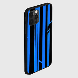 Чехол для iPhone 12 Pro Max Толстые синие полосы на чёрном фоне, цвет: 3D-черный — фото 2