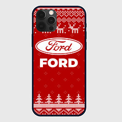 Чехол для iPhone 12 Pro Max Новогодний Ford с оленями, цвет: 3D-черный
