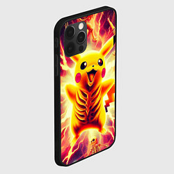 Чехол для iPhone 12 Pro Max Огненный Пикачу среди скелетов - нейроарт, цвет: 3D-черный — фото 2