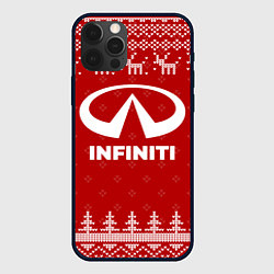 Чехол для iPhone 12 Pro Max Новогодний Infiniti с оленями, цвет: 3D-черный