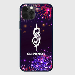 Чехол для iPhone 12 Pro Max Праздничный Slipknot Fireworks, цвет: 3D-черный