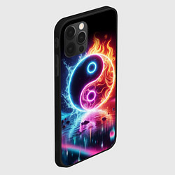Чехол для iPhone 12 Pro Max Инь янь - неоновый космос, цвет: 3D-черный — фото 2
