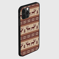 Чехол для iPhone 12 Pro Max Вязаный скандинавский орнамент с оленями, цвет: 3D-черный — фото 2