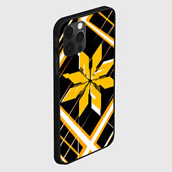 Чехол для iPhone 12 Pro Max Жёлто-белая звезда и полосы на чёрном фоне, цвет: 3D-черный — фото 2