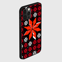 Чехол для iPhone 12 Pro Max Красно-белые звёзды на чёрном фоне, цвет: 3D-черный — фото 2