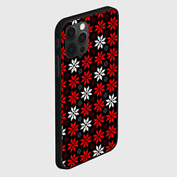 Чехол для iPhone 12 Pro Max Red and white stars on a black background, цвет: 3D-черный — фото 2