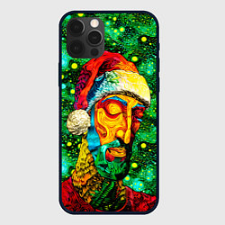 Чехол для iPhone 12 Pro Max Ded Moroz: pop-art-brut-nouveau pointillism, цвет: 3D-черный