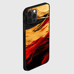 Чехол для iPhone 12 Pro Max Красно-золотые волны на чёрном фоне, цвет: 3D-черный — фото 2