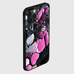 Чехол для iPhone 12 Pro Max Чёрно-розовый камень, цвет: 3D-черный — фото 2