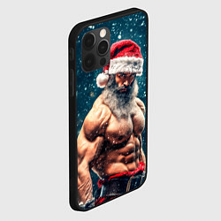 Чехол для iPhone 12 Pro Max Санта Клаус - атлет мускулистый, цвет: 3D-черный — фото 2