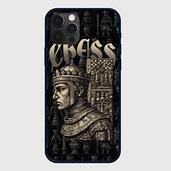 Чехол для iPhone 12 Pro Max Король на фоне шахматных фигур, цвет: 3D-черный