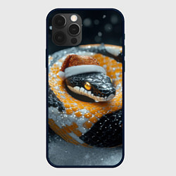 Чехол для iPhone 12 Pro Max Новогодняя большая змея, цвет: 3D-черный