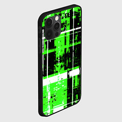 Чехол для iPhone 12 Pro Max Зелёно-белый гранж на чёрном фоне, цвет: 3D-черный — фото 2