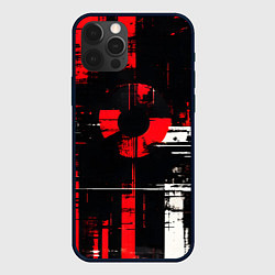 Чехол для iPhone 12 Pro Max Красно-белый гранж на чёрном фоне, цвет: 3D-черный