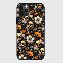 Чехол для iPhone 12 Pro Max Маки и черепа, цвет: 3D-черный