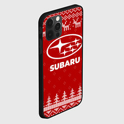 Чехол для iPhone 12 Pro Max Новогодний Subaru с оленями, цвет: 3D-черный — фото 2