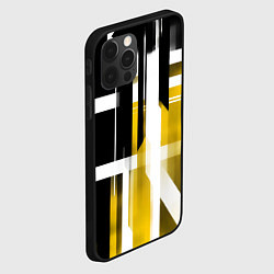 Чехол для iPhone 12 Pro Max Чёрно-жёлтые вертикальные и горизонтальные полосы, цвет: 3D-черный — фото 2