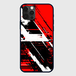 Чехол для iPhone 12 Pro Max Diagonal black and white stripes on a red backgrou, цвет: 3D-черный