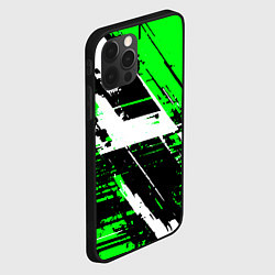 Чехол для iPhone 12 Pro Max Diagonal black and white stripes on a green backgr, цвет: 3D-черный — фото 2