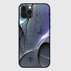 Чехол для iPhone 12 Pro Max Полированный серебряный металл, цвет: 3D-черный