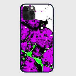 Чехол для iPhone 12 Pro Max Зелёно-розовая абстракция на белом фоне, цвет: 3D-черный