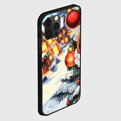 Чехол для iPhone 12 Pro Max Розы и новогодний шар, цвет: 3D-черный — фото 2