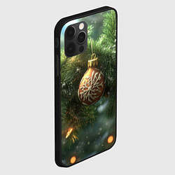 Чехол для iPhone 12 Pro Max Новогодние шарики на зеленой елке, цвет: 3D-черный — фото 2