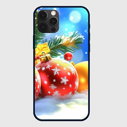 Чехол для iPhone 12 Pro Max Красные и желтые шары, цвет: 3D-черный