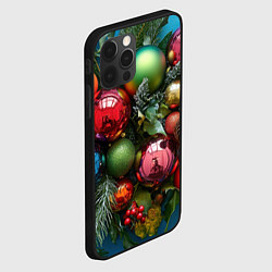 Чехол для iPhone 12 Pro Max Разноцветные новогодние шарики, цвет: 3D-черный — фото 2