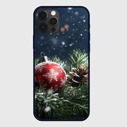 Чехол для iPhone 12 Pro Max Новогодний шар и шишка, цвет: 3D-черный