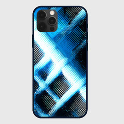 Чехол для iPhone 12 Pro Max Синяя сеть на чёрном фоне, цвет: 3D-черный