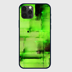 Чехол для iPhone 12 Pro Max Чёрные пятна на зелёном фоне абстракция, цвет: 3D-черный