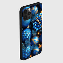 Чехол для iPhone 12 Pro Max Синие новогодние игрушки на елке, цвет: 3D-черный — фото 2