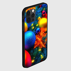 Чехол для iPhone 12 Pro Max Разноцветные шары на елке, цвет: 3D-черный — фото 2