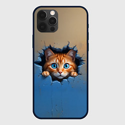 Чехол для iPhone 12 Pro Max Выглядывающий котенок, цвет: 3D-черный