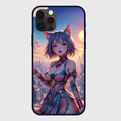 Чехол для iPhone 12 Pro Max Аниме в фантастическом городе, цвет: 3D-черный