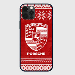 Чехол для iPhone 12 Pro Max Новогодний Porsche, цвет: 3D-черный