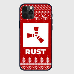 Чехол для iPhone 12 Pro Max Новогодний Rust с оленями, цвет: 3D-черный