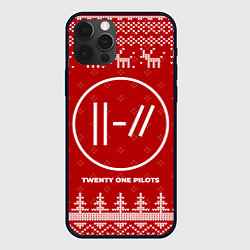 Чехол для iPhone 12 Pro Max Новогодний Twenty One Pilots с оленями, цвет: 3D-черный