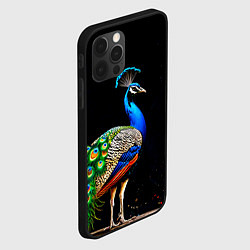 Чехол для iPhone 12 Pro Max Павлин на черном, цвет: 3D-черный — фото 2