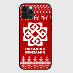 Чехол для iPhone 12 Pro Max Новогодний Breaking Benjamin с оленями, цвет: 3D-черный