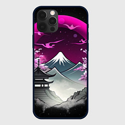 Чехол для iPhone 12 Pro Max Горы и сакура в Японии, цвет: 3D-черный