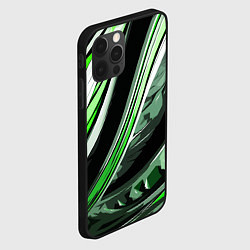 Чехол для iPhone 12 Pro Max Волнистая чёрно-зелёная абстракция, цвет: 3D-черный — фото 2