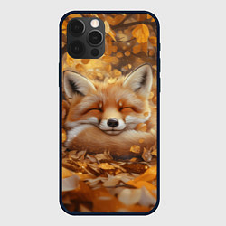 Чехол для iPhone 12 Pro Max Лисица спит в осенних листьях, цвет: 3D-черный