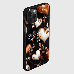 Чехол для iPhone 12 Pro Max Сердечки и листочки, цвет: 3D-черный — фото 2