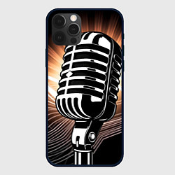 Чехол для iPhone 12 Pro Max Микрофон и звуковые волны, цвет: 3D-черный